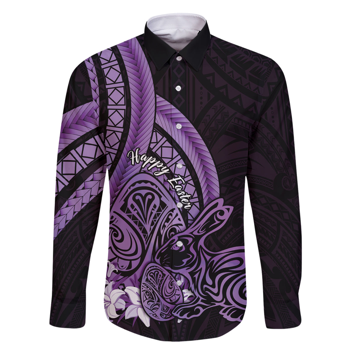 Purple Polynesia Easter Day Family Matching Puletasi and Hawaiian Shirt Eggs With Bunny Polynesian Pattern
