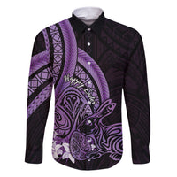 Purple Polynesia Easter Day Family Matching Short Sleeve Bodycon Dress and Hawaiian Shirt Eggs With Bunny Polynesian Pattern