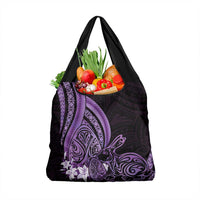 Purple Polynesia Easter Day Grocery Bag Eggs With Bunny Polynesian Pattern