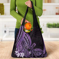 Purple Polynesia Easter Day Grocery Bag Eggs With Bunny Polynesian Pattern