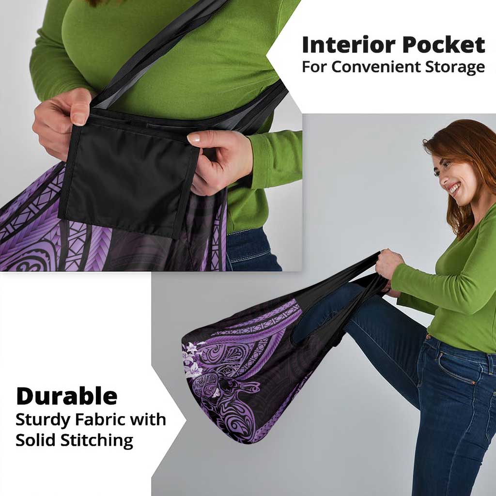 Purple Polynesia Easter Day Grocery Bag Eggs With Bunny Polynesian Pattern