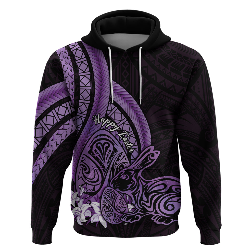 Purple Polynesia Easter Day Hoodie Eggs With Bunny Polynesian Pattern