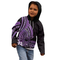 Purple Polynesia Easter Day Kid Hoodie Eggs With Bunny Polynesian Pattern
