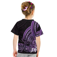 Purple Polynesia Easter Day Kid T Shirt Eggs With Bunny Polynesian Pattern
