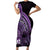 Purple Polynesia Easter Day Short Sleeve Bodycon Dress Eggs With Bunny Polynesian Pattern
