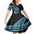 Turquoise Polynesia Easter Day Family Matching Off Shoulder Short Dress and Hawaiian Shirt Eggs With Bunny Polynesian Pattern