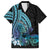 Turquoise Polynesia Easter Day Family Matching Off Shoulder Short Dress and Hawaiian Shirt Eggs With Bunny Polynesian Pattern