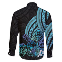 Turquoise Polynesia Easter Day Family Matching Off Shoulder Short Dress and Hawaiian Shirt Eggs With Bunny Polynesian Pattern