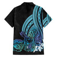 Turquoise Polynesia Easter Day Family Matching Summer Maxi Dress and Hawaiian Shirt Eggs With Bunny Polynesian Pattern