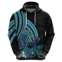 Turquoise Polynesia Easter Day Hoodie Eggs With Bunny Polynesian Pattern