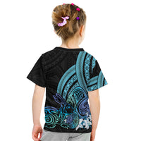 Turquoise Polynesia Easter Day Kid T Shirt Eggs With Bunny Polynesian Pattern