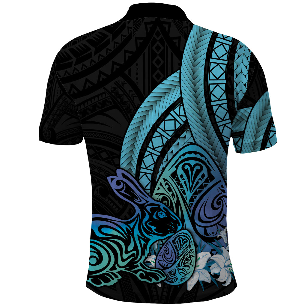 Turquoise Polynesia Easter Day Polo Shirt Eggs With Bunny Polynesian Pattern