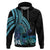 Turquoise Polynesia Easter Day Zip Hoodie Eggs With Bunny Polynesian Pattern