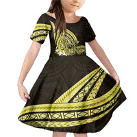 Yellow Polynesia Easter Day Family Matching Mermaid Dress and Hawaiian Shirt Eggs With Bunny Polynesian Pattern