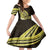 Yellow Polynesia Easter Day Family Matching Off Shoulder Short Dress and Hawaiian Shirt Eggs With Bunny Polynesian Pattern