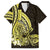 Yellow Polynesia Easter Day Family Matching Off Shoulder Short Dress and Hawaiian Shirt Eggs With Bunny Polynesian Pattern