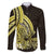Yellow Polynesia Easter Day Family Matching Off Shoulder Short Dress and Hawaiian Shirt Eggs With Bunny Polynesian Pattern