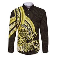 Yellow Polynesia Easter Day Family Matching Puletasi and Hawaiian Shirt Eggs With Bunny Polynesian Pattern