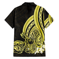 Yellow Polynesia Easter Day Family Matching Short Sleeve Bodycon Dress and Hawaiian Shirt Eggs With Bunny Polynesian Pattern