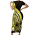 Yellow Polynesia Easter Day Family Matching Short Sleeve Bodycon Dress and Hawaiian Shirt Eggs With Bunny Polynesian Pattern