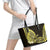 Yellow Polynesia Easter Day Leather Tote Bag Eggs With Bunny Polynesian Pattern