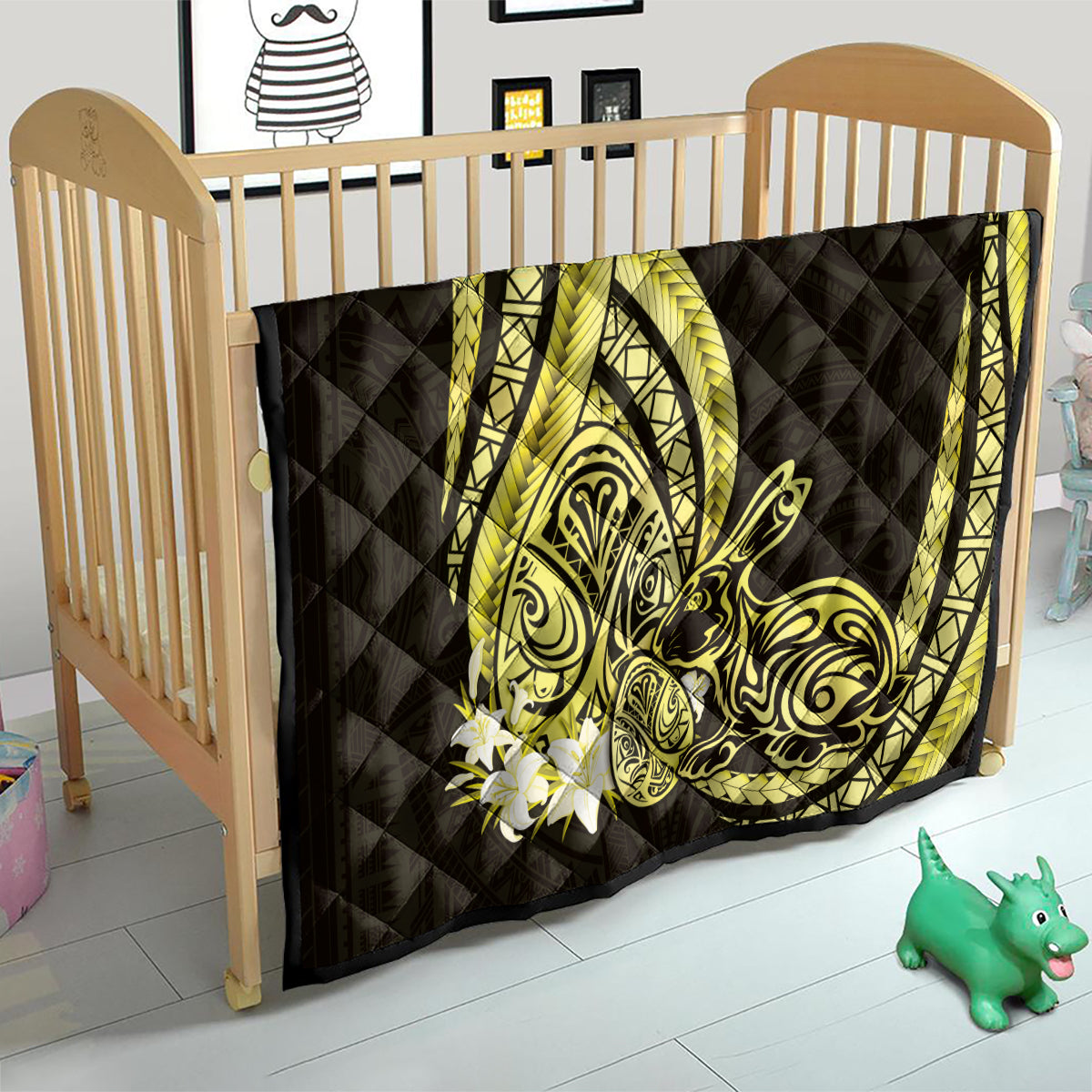 Yellow Polynesia Easter Day Quilt Eggs With Bunny Polynesian Pattern LT14 - Polynesian Pride