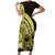 Yellow Polynesia Easter Day Short Sleeve Bodycon Dress Eggs With Bunny Polynesian Pattern