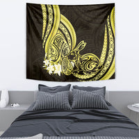 Yellow Polynesia Easter Day Tapestry Eggs With Bunny Polynesian Pattern