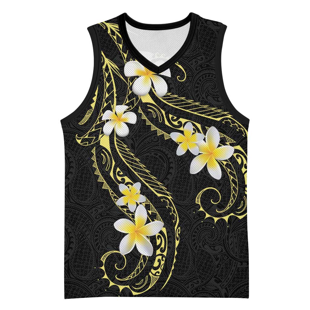 Polynesia Tattoo With Plumeria Basketball Jersey Elegant Vibes
