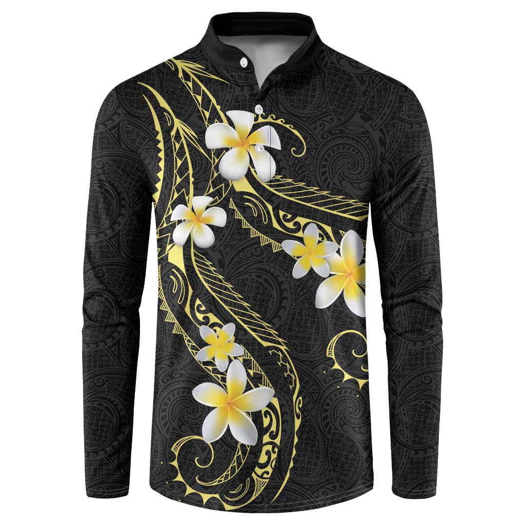 Polynesia Tattoo With Plumeria Button Sweatshirt Elegant Vibes