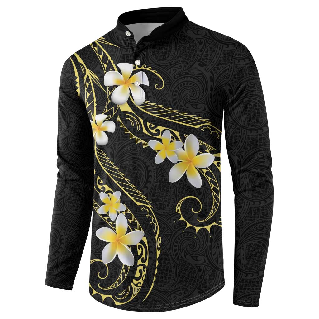 Polynesia Tattoo With Plumeria Button Sweatshirt Elegant Vibes