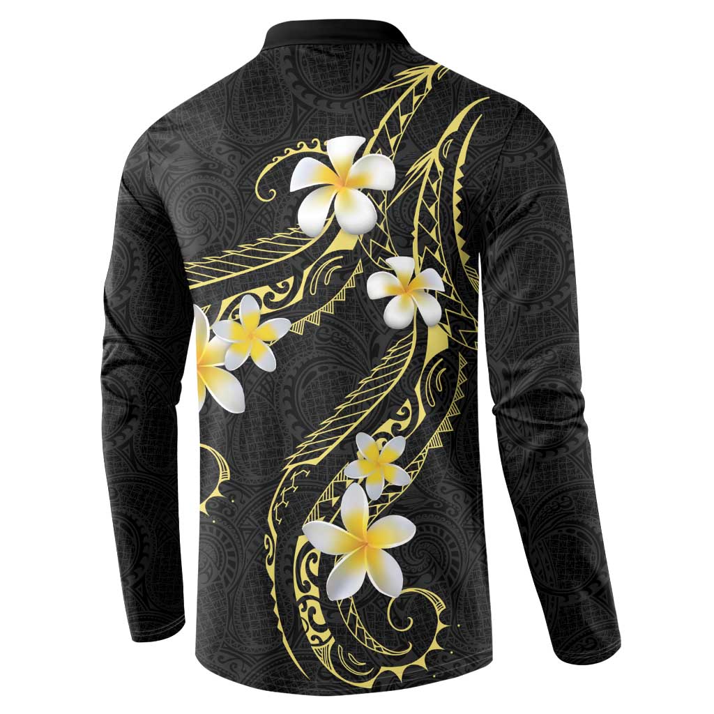 Polynesia Tattoo With Plumeria Button Sweatshirt Elegant Vibes