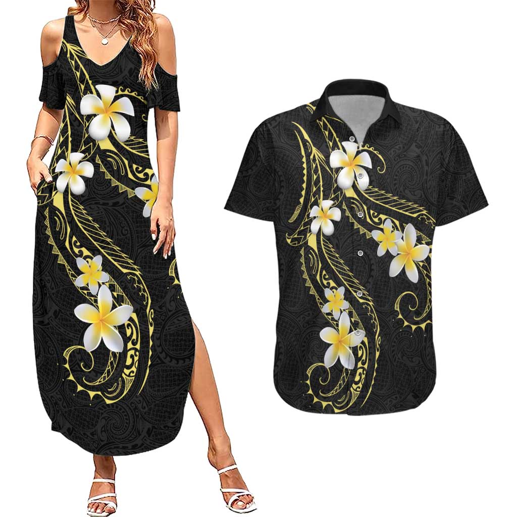 Polynesia Tattoo With Plumeria Couples Matching Summer Maxi Dress and Hawaiian Shirt Elegant Vibes
