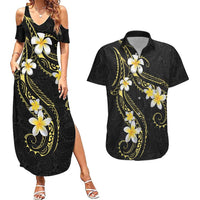 Polynesia Tattoo With Plumeria Couples Matching Summer Maxi Dress and Hawaiian Shirt Elegant Vibes