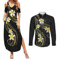 Polynesia Tattoo With Plumeria Couples Matching Summer Maxi Dress and Long Sleeve Button Shirt Elegant Vibes