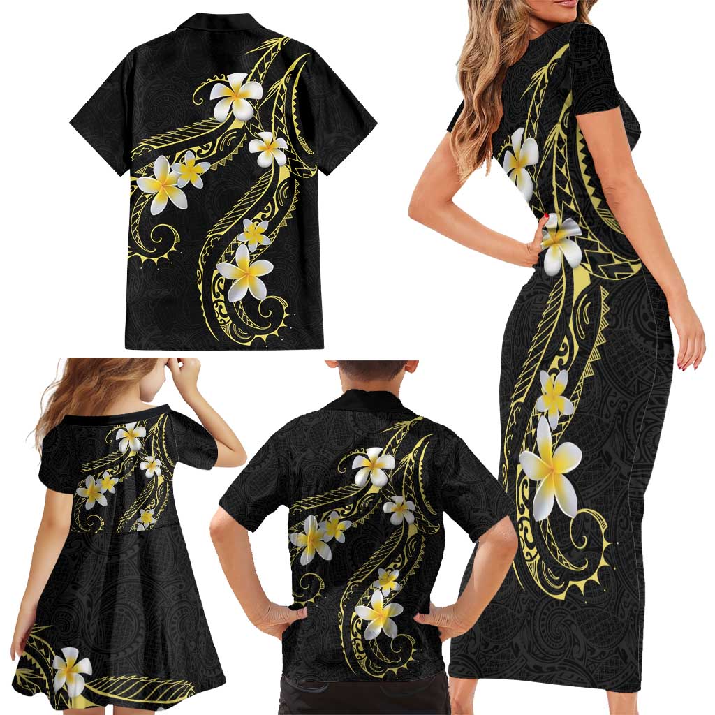 Polynesia Tattoo With Plumeria Family Matching Short Sleeve Bodycon Dress and Hawaiian Shirt Elegant Vibes LT14 - Polynesian Pride