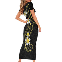 Polynesia Tattoo With Plumeria Family Matching Short Sleeve Bodycon Dress and Hawaiian Shirt Elegant Vibes LT14 - Polynesian Pride
