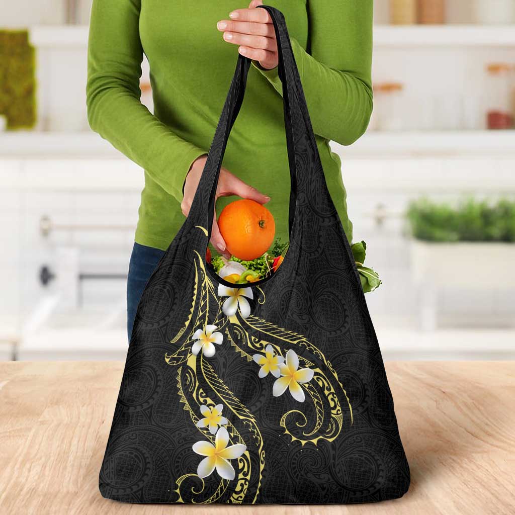 Polynesia Tattoo With Plumeria Grocery Bag Elegant Vibes