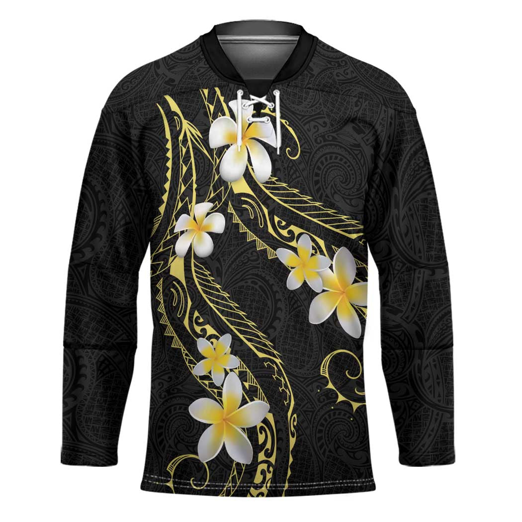 Polynesia Tattoo With Plumeria Hockey Jersey Elegant Vibes