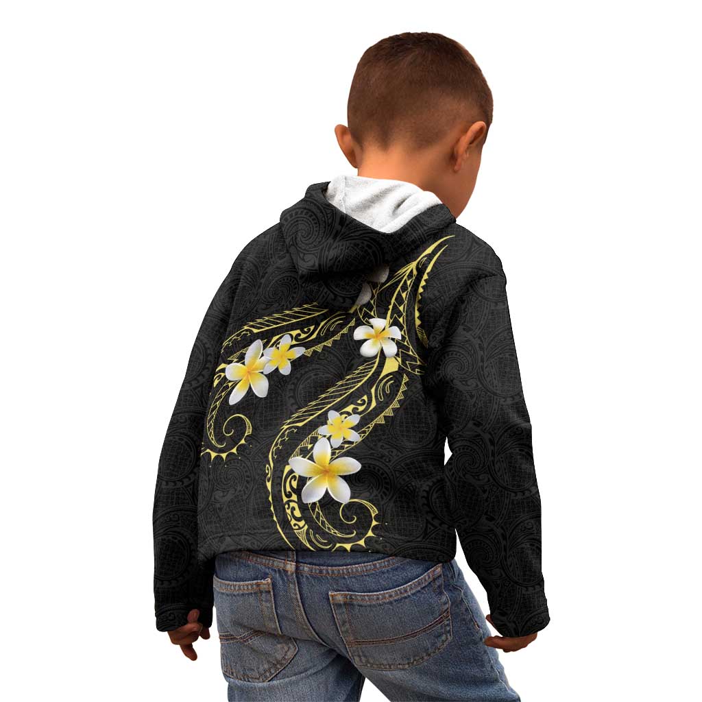 Polynesia Tattoo With Plumeria Kid Hoodie Elegant Vibes