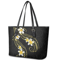 Polynesia Tattoo With Plumeria Leather Tote Bag Elegant Vibes