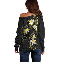Polynesia Tattoo With Plumeria Off Shoulder Sweater Elegant Vibes