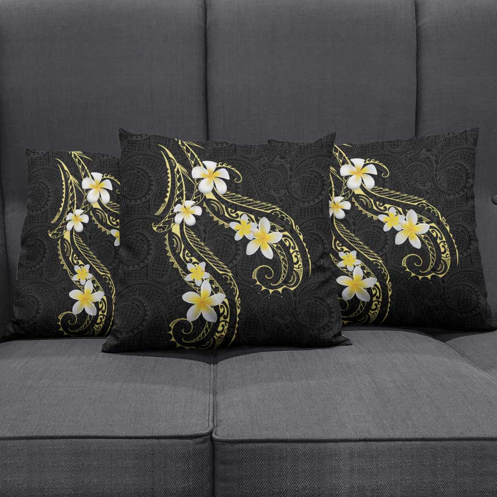 Polynesia Tattoo With Plumeria Pillow Cover Elegant Vibes
