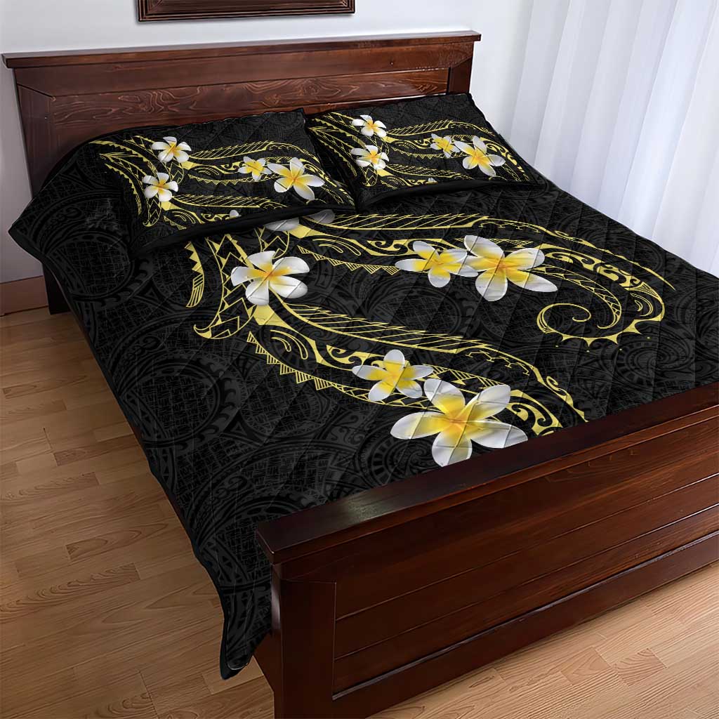 Polynesia Tattoo With Plumeria Quilt Bed Set Elegant Vibes