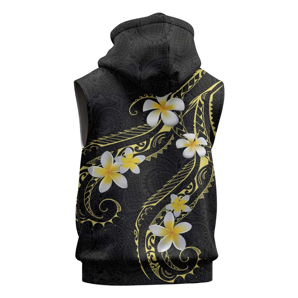 Polynesia Tattoo With Plumeria Sleeveless Hoodie Elegant Vibes