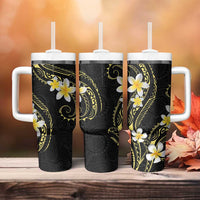 Polynesia Tattoo With Plumeria Tumbler With Handle Elegant Vibes