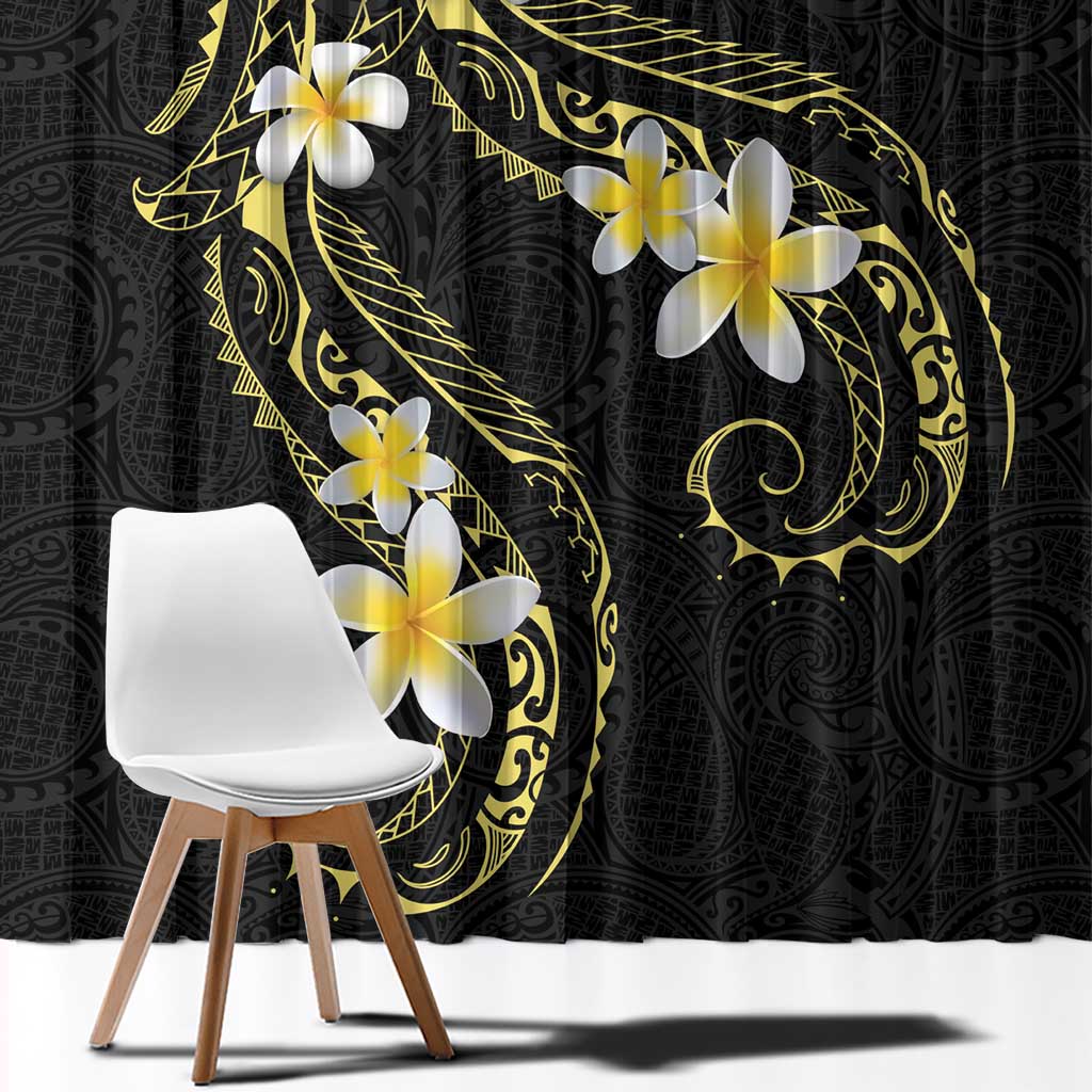 Polynesia Tattoo With Plumeria Window Curtain Elegant Vibes