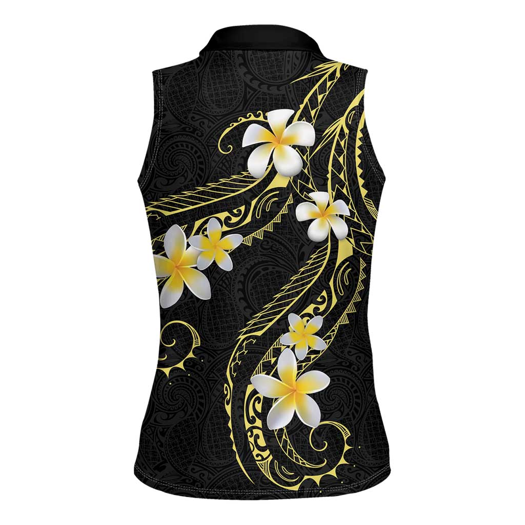 Polynesia Tattoo With Plumeria Women Sleeveless Polo Shirt Elegant Vibes