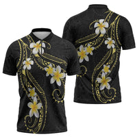 Polynesia Tattoo With Plumeria Zipper Polo Shirt Elegant Vibes