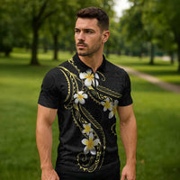 Polynesia Tattoo With Plumeria Zipper Polo Shirt Elegant Vibes